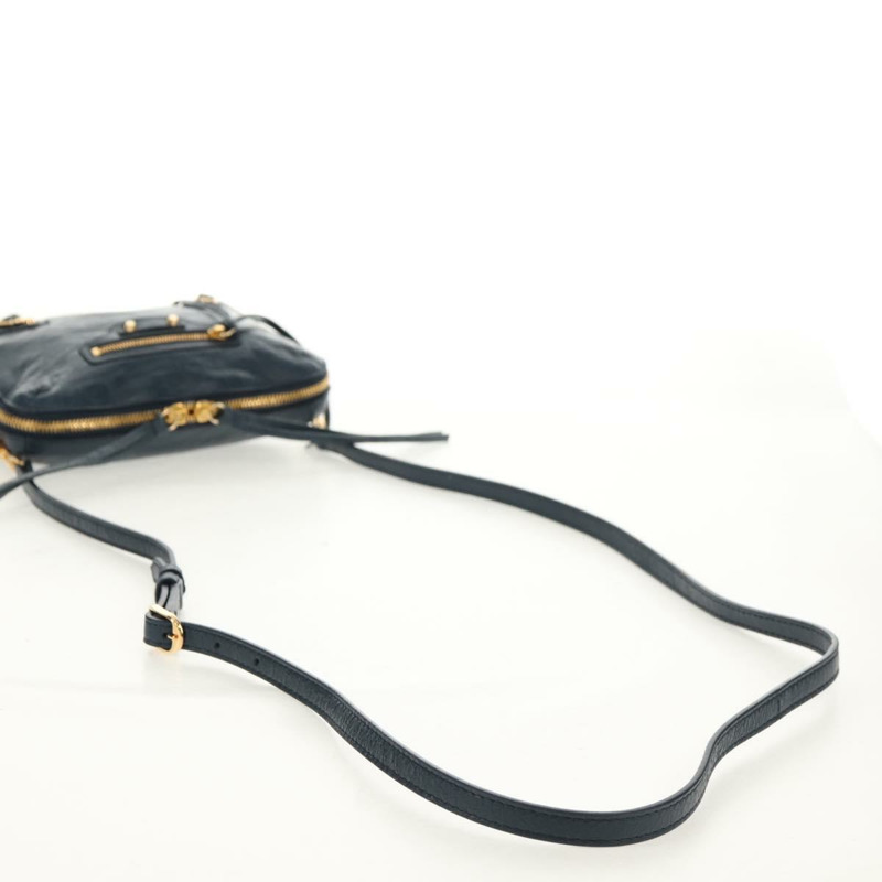 【日本直送】BALENCIAGA 經典記者單肩背包，皮革材質，海軍藍/金色，貨號 488795，正品 am10138V-6