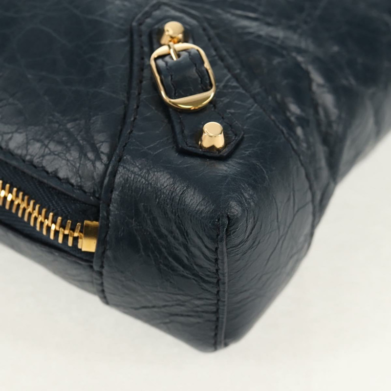 【日本直送】BALENCIAGA 經典記者單肩背包，皮革材質，海軍藍/金色，貨號 488795，正品 am10138V-14