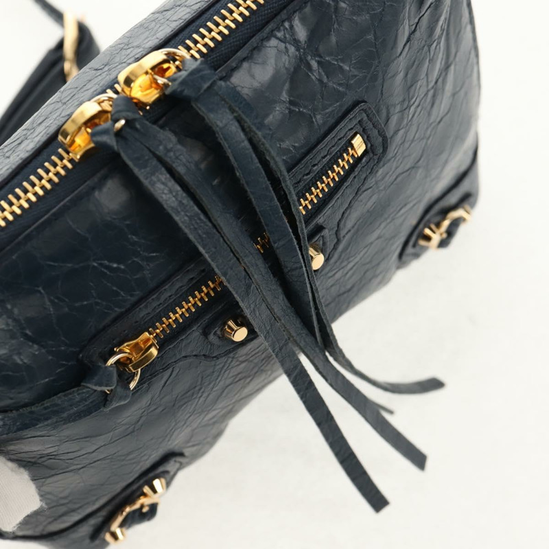 【日本直送】BALENCIAGA 經典記者單肩背包，皮革材質，海軍藍/金色，貨號 488795，正品 am10138V-19