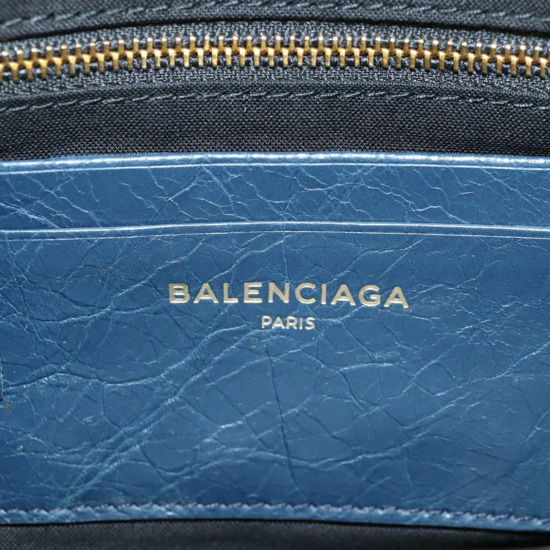 【日本直送】BALENCIAGA 經典記者單肩背包，皮革材質，海軍藍/金色，貨號 488795，正品 am10138V-20
