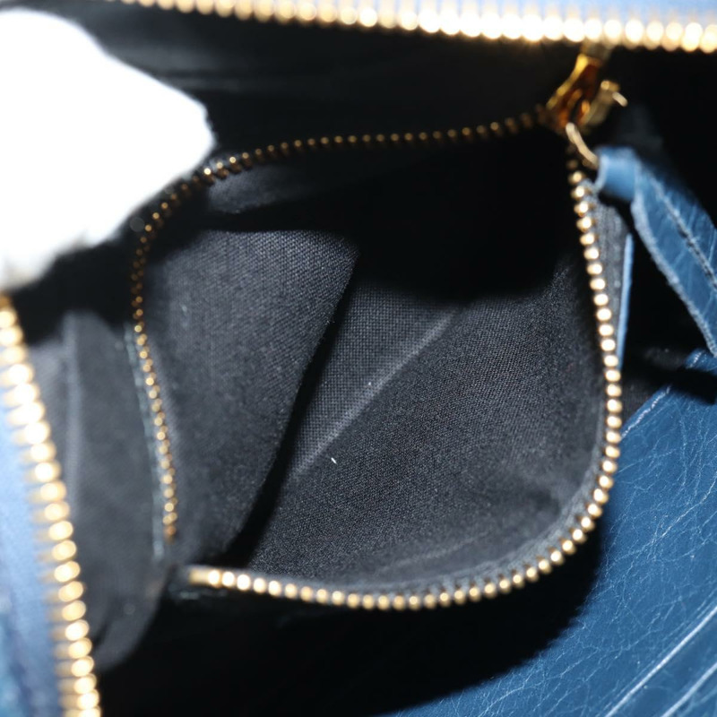 【日本直送】BALENCIAGA 經典記者單肩背包，皮革材質，海軍藍/金色，貨號 488795，正品 am10138V-24