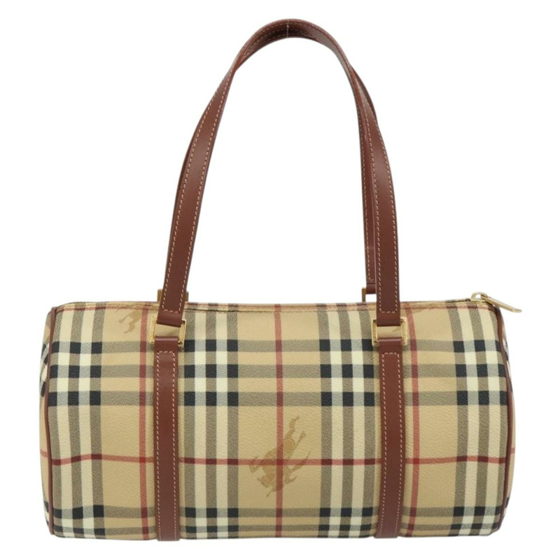 【日本直送】BURBERRY Nova 格紋手提包 PVC 米色 金色 正品 am10295V-1