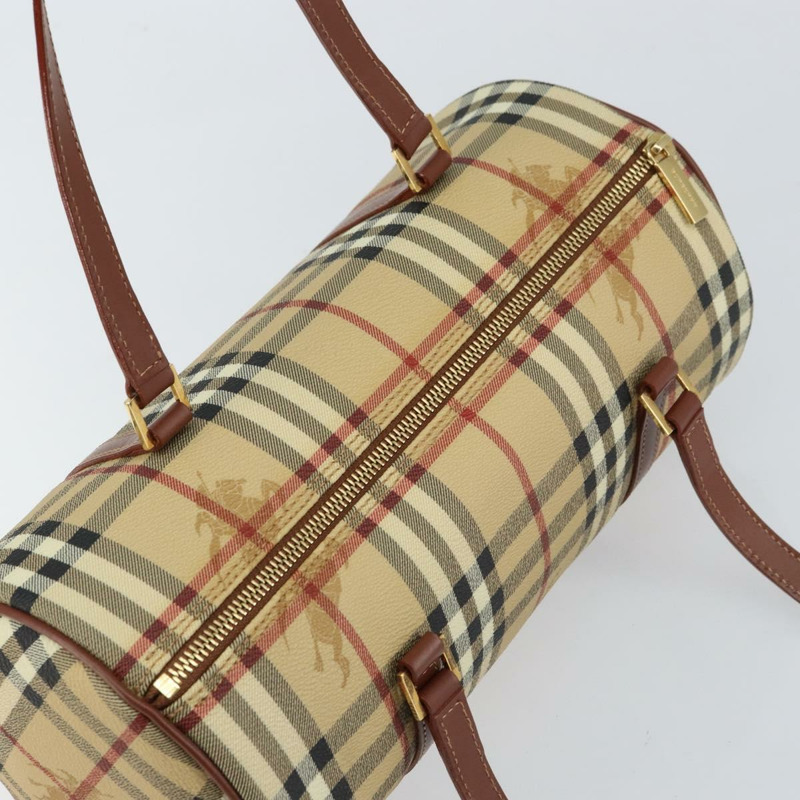 【日本直送】BURBERRY Nova 格紋手提包 PVC 米色 金色 正品 am10295V-5