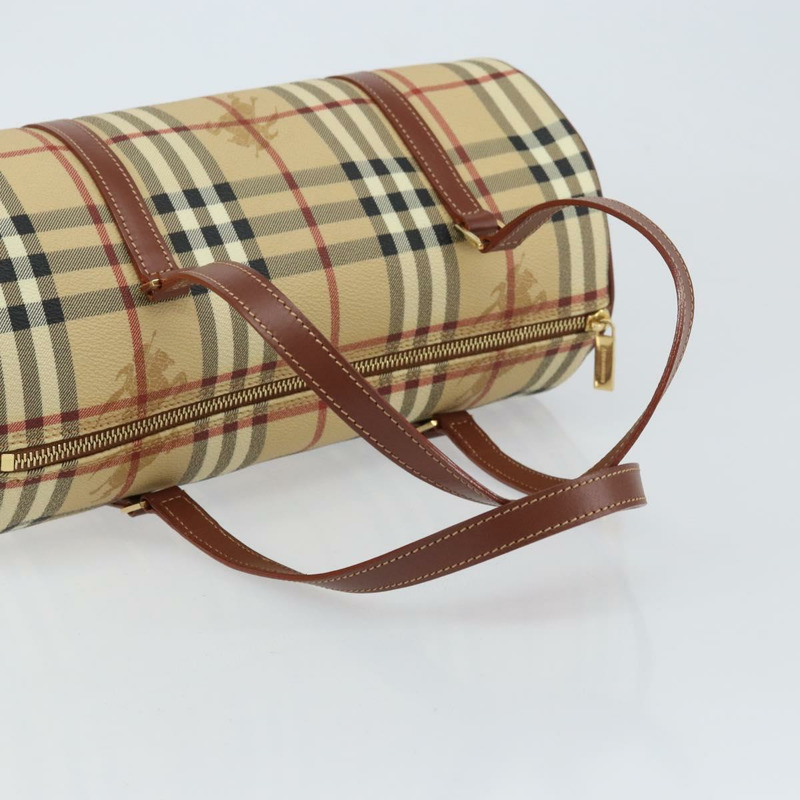 【日本直送】BURBERRY Nova 格紋手提包 PVC 米色 金色 正品 am10295V-6