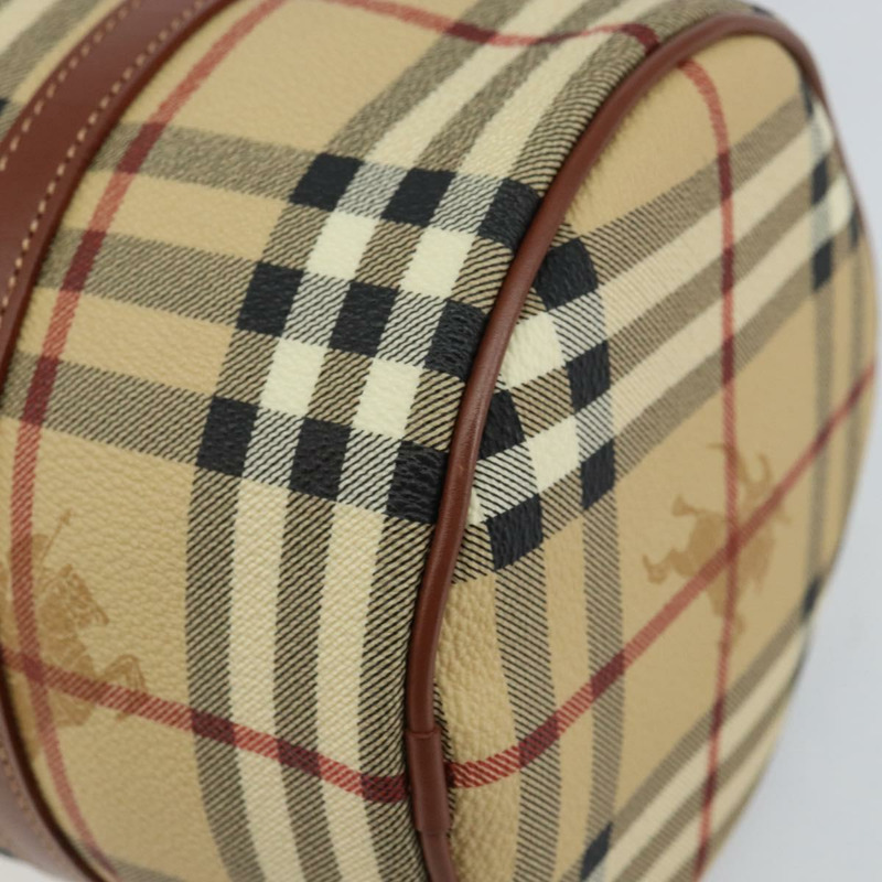 【日本直送】BURBERRY Nova 格紋手提包 PVC 米色 金色 正品 am10295V-14