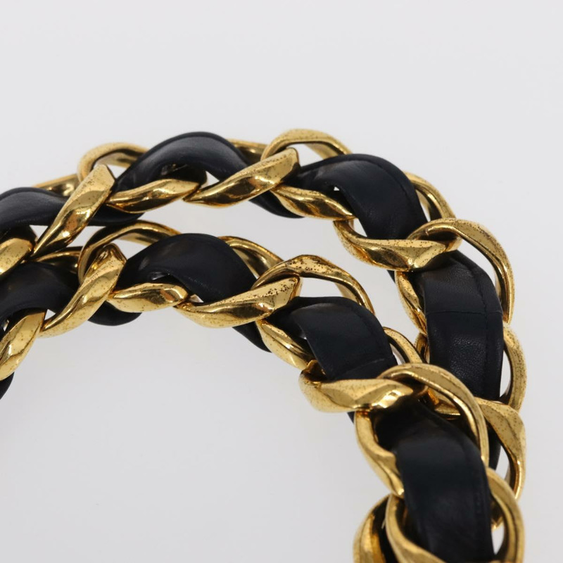 【日本直送】香奈兒鏈條手提包，皮革材質，海軍藍金色雙C標誌，正品編號157556V-8