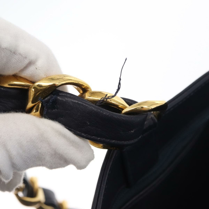 【日本直送】香奈兒鏈條手提包，皮革材質，海軍藍金色雙C標誌，正品編號157556V-14