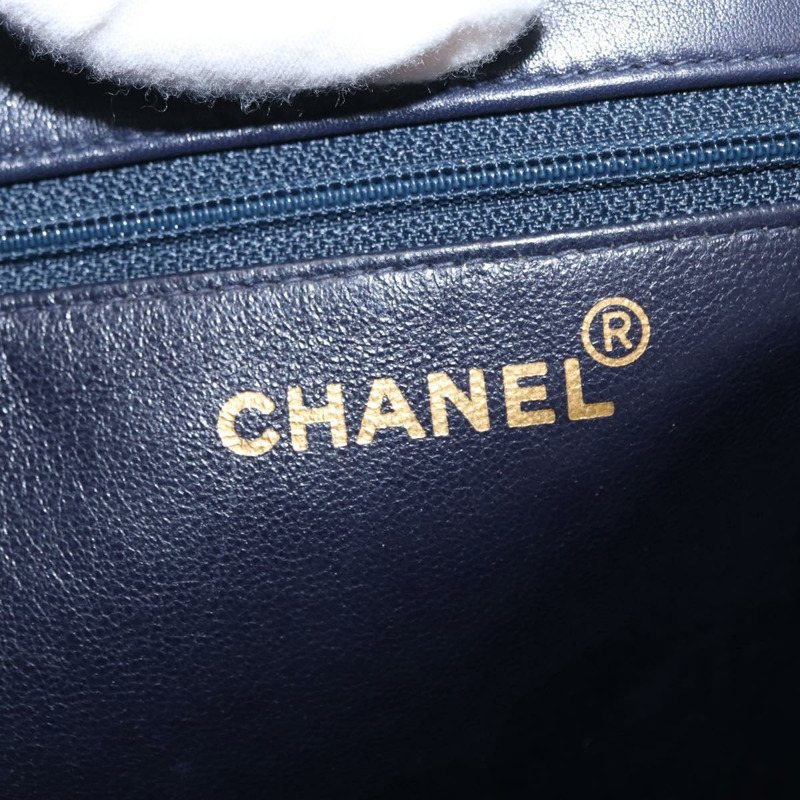 【日本直送】香奈兒鏈條手提包，皮革材質，海軍藍金色雙C標誌，正品編號157556V-15
