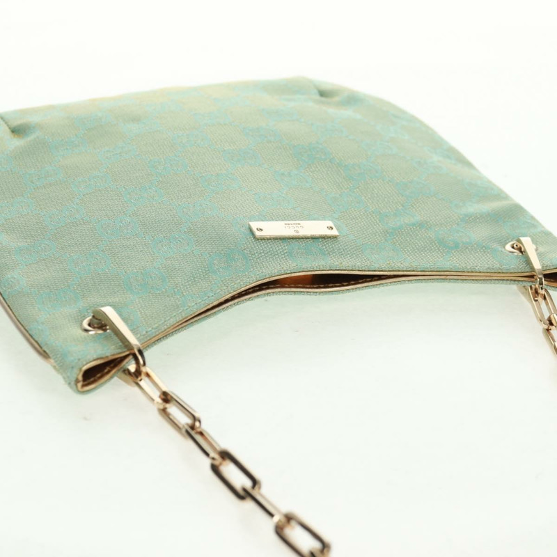 【日本直送】GUCCI GG帆布鏈條單肩包 淺藍色 金色 正品 163592V-5