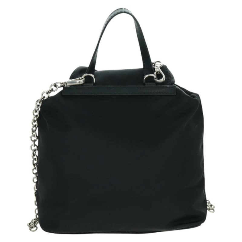 【日本直送】PRADA 尼龍黑色銀色鏈條單肩包 Auth 171449M-1