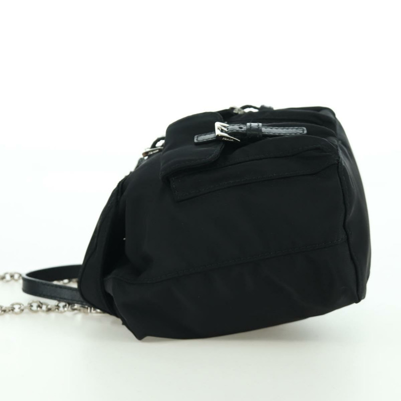 【日本直送】PRADA 尼龍黑色銀色鏈條單肩包 Auth 171449M-2