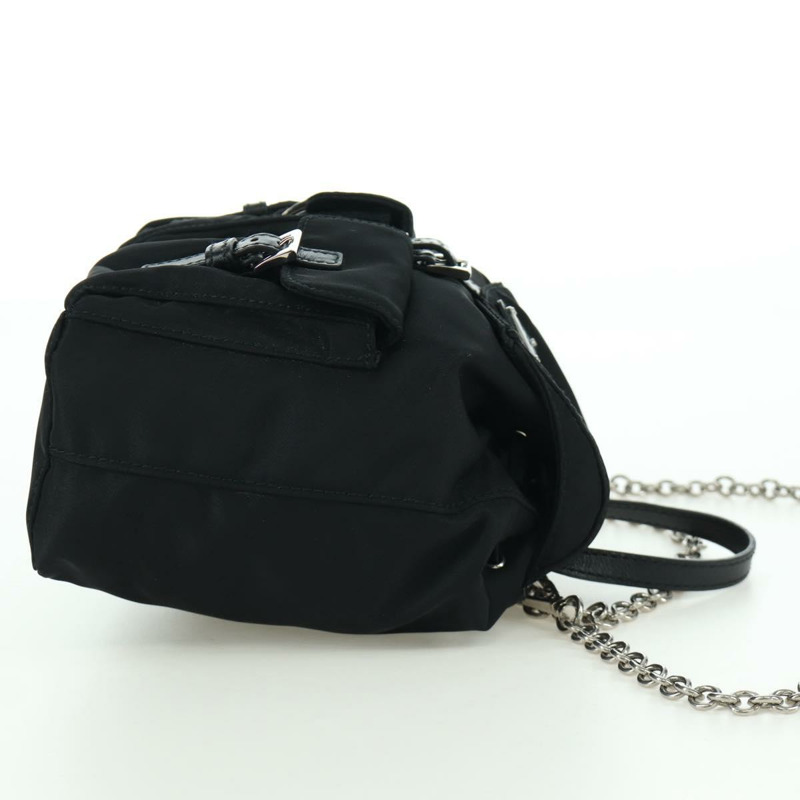 【日本直送】PRADA 尼龍黑色銀色鏈條單肩包 Auth 171449M-3