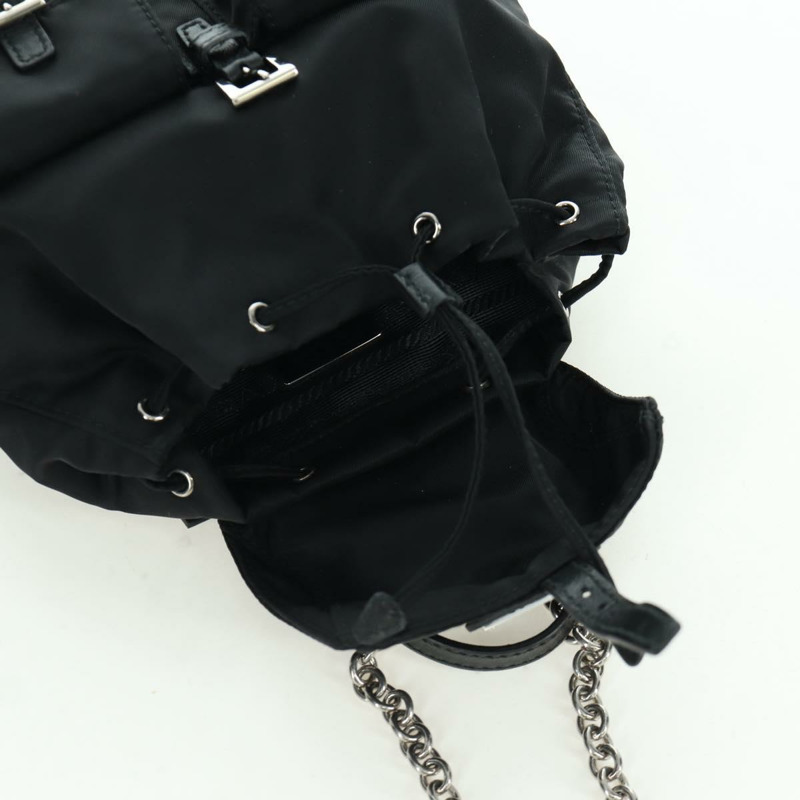 【日本直送】PRADA 尼龍黑色銀色鏈條單肩包 Auth 171449M-9