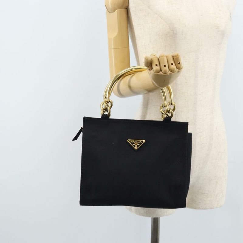 【日本直送】PRADA 金屬手柄手提包 尼龍 黑色 金色 正品 LNZ454V-24