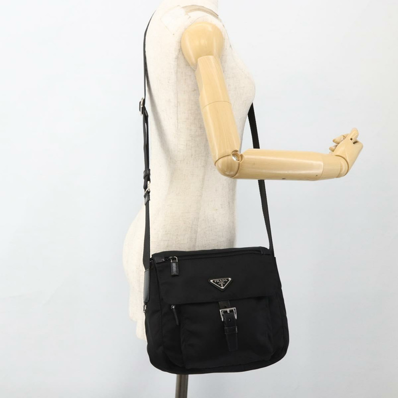 【日本直送】PRADA 單肩包 尼龍 黑色 銀色 正品 ep13658V-29