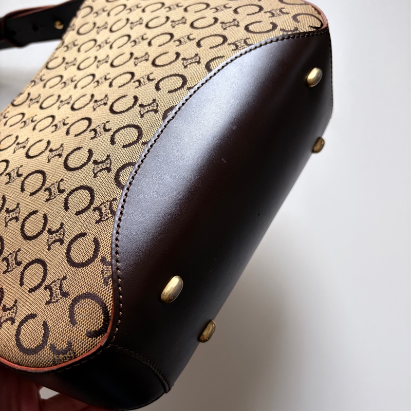 Celine 老花肩背包 真皮拼帆布 輕便百搭 腋下包 思琳-6