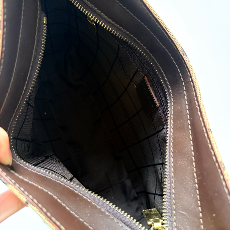 Celine 老花肩背包 真皮拼帆布 輕便百搭 腋下包 思琳-9