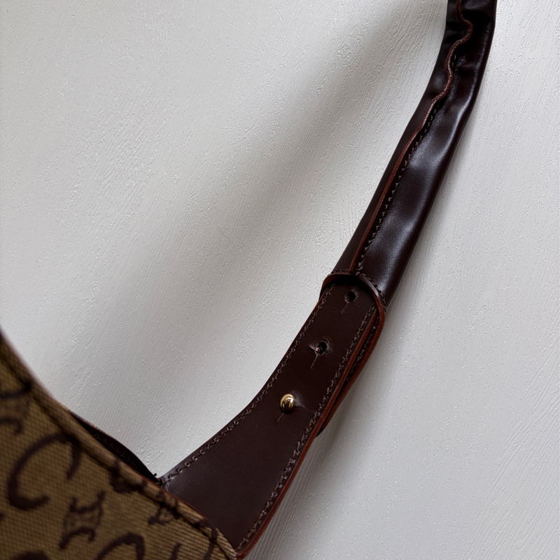 Celine 老花肩背包 真皮拼帆布 輕便百搭 腋下包 思琳-10