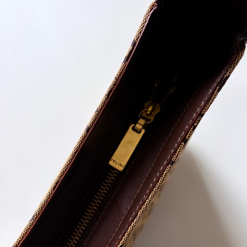 Celine 老花肩背包 真皮拼帆布 輕便百搭 腋下包 思琳-16