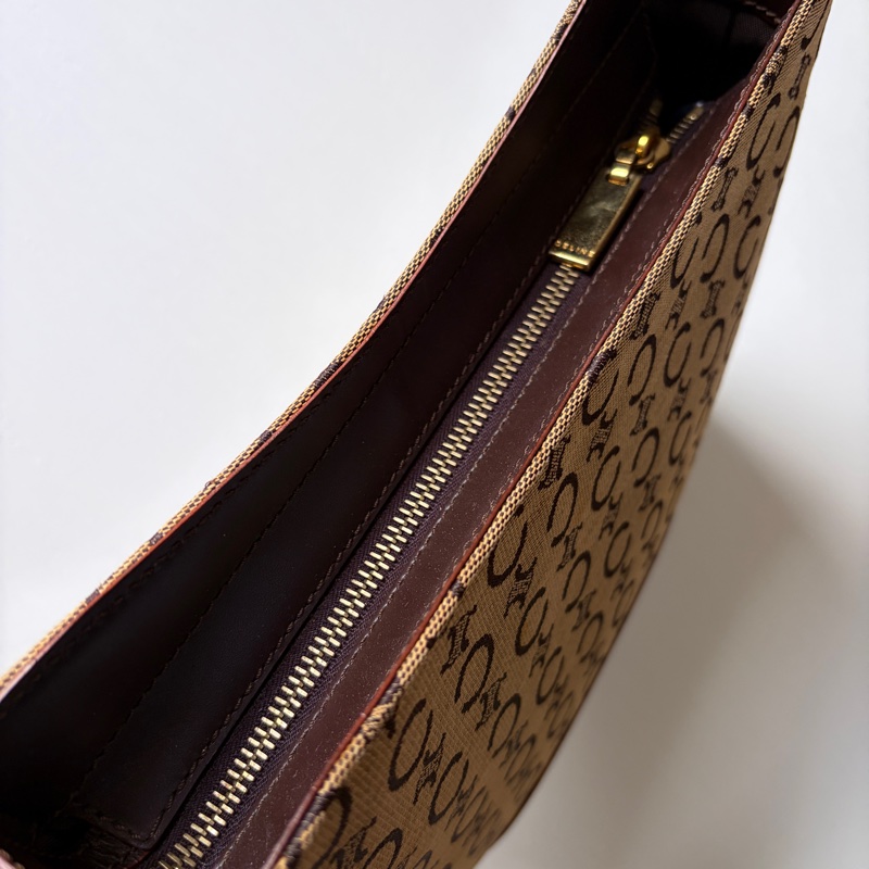 Celine 老花肩背包 真皮拼帆布 輕便百搭 腋下包 思琳-17