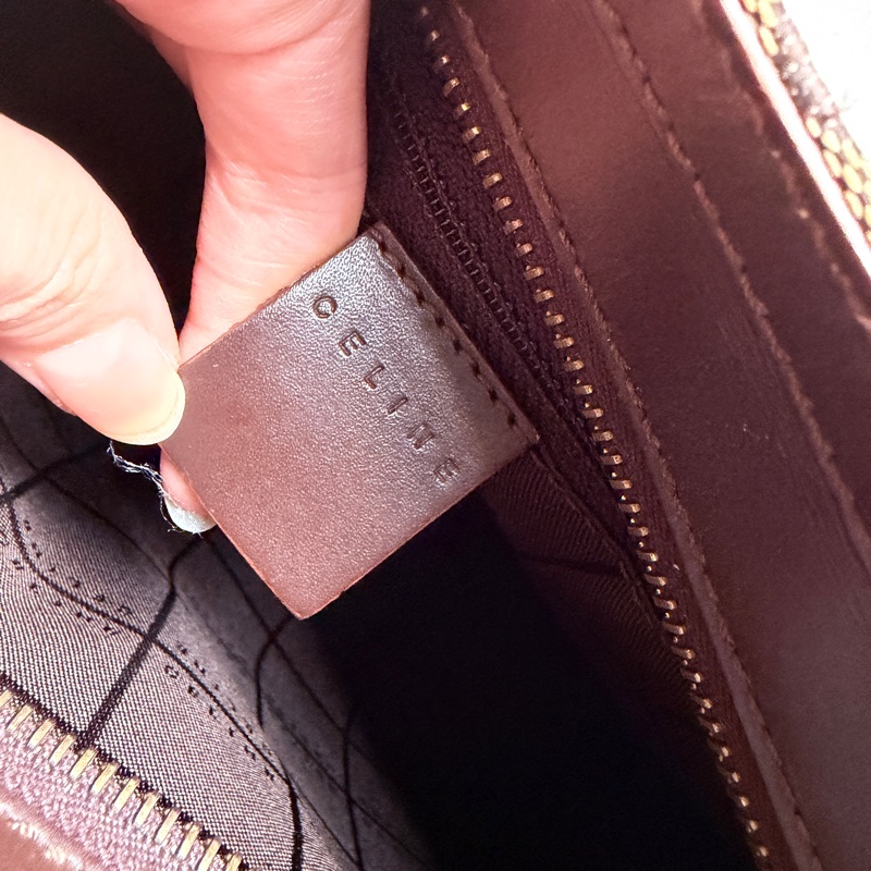 Celine 老花肩背包 真皮拼帆布 輕便百搭 腋下包 思琳-19