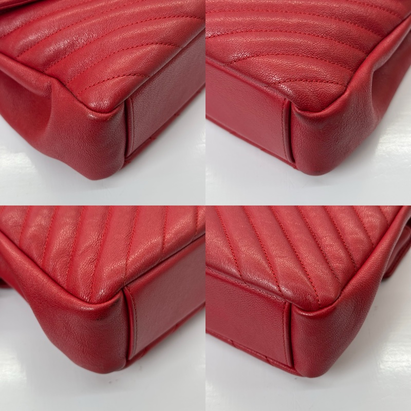 YSL 聖羅蘭 紅色山形紋手提斜背2way包 郵差包 COLLEGE 2WAY 392737-4