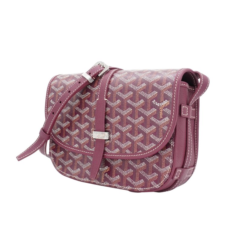 Goyard Belvedere PM 帆布穿釦斜背包(酒紅)-1