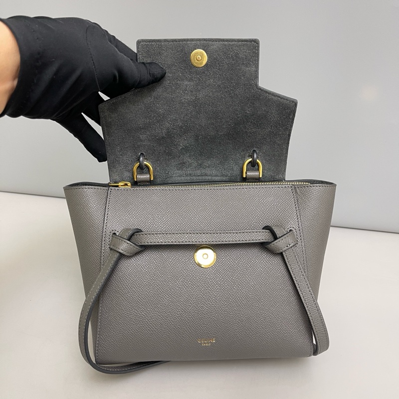 新標帶吊牌! Celine 鯰魚包 灰色全皮 Nano Belt-7