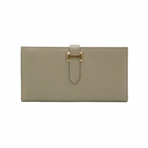 Hermes Bearn Epsom 牛皮玫瑰金釦穿式長夾(8F錫器灰)