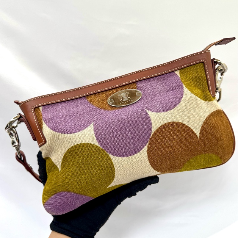 CELINE 賽琳 中古花朵帆布單肩包-0