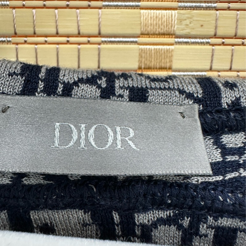 Dior 迪奧 新款 海軍藍 刺繡字母Logo內裡老花滿印羊絨混織拉鍊外套 M碼-2
