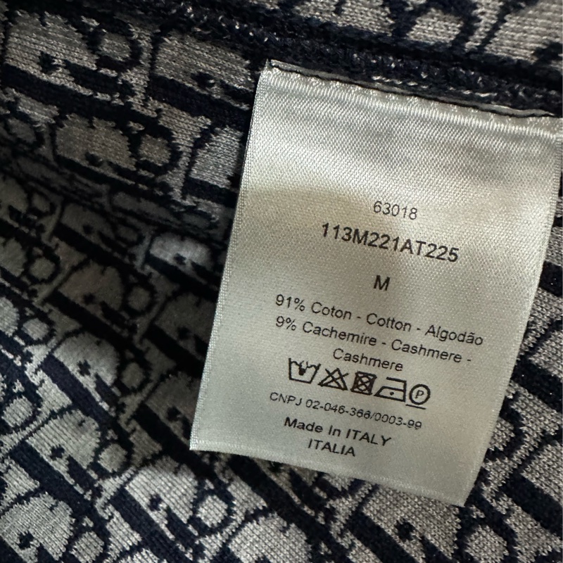 Dior 迪奧 新款 海軍藍 刺繡字母Logo內裡老花滿印羊絨混織拉鍊外套 M碼-3