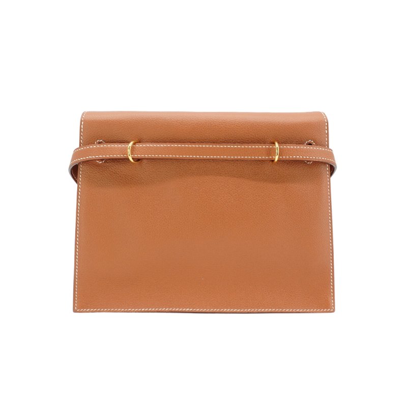 Hermes 展示品 Kelly Danse Evercolor皮金釦二用包(Gold金棕)-4