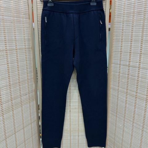 Dior迪奧 Oblicque內裡滿印Logo 山羊絨針織運動褲 長褲 海軍藍 M碼