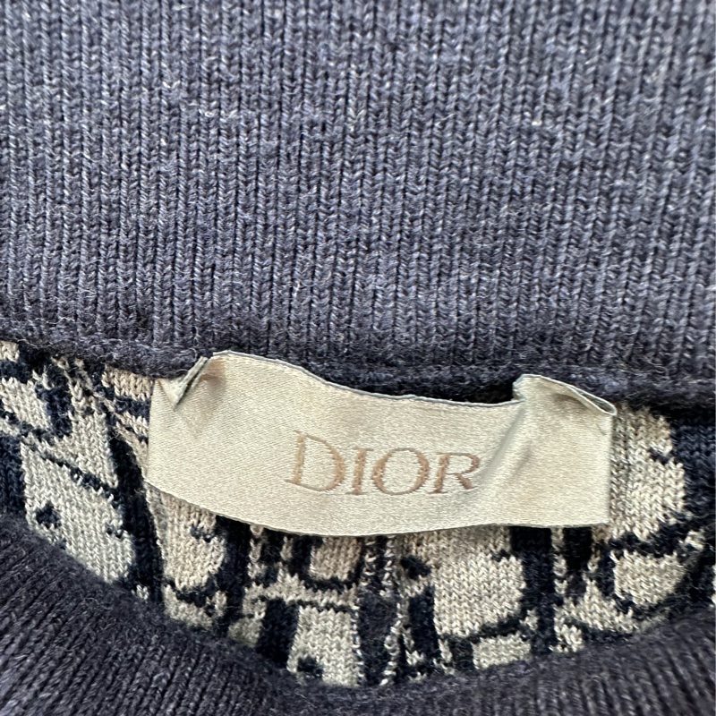 Dior迪奧 Oblicque內裡滿印Logo 山羊絨針織運動褲 長褲 海軍藍 M碼-2