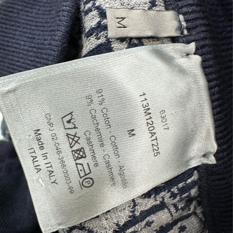 Dior迪奧 Oblicque內裡滿印Logo 山羊絨針織運動褲 長褲 海軍藍 M碼-4