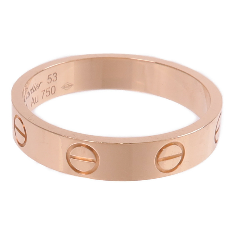 CARTIER 18K玫瑰金Mini Love Ring戒指Cartier#53/US#6.5-3