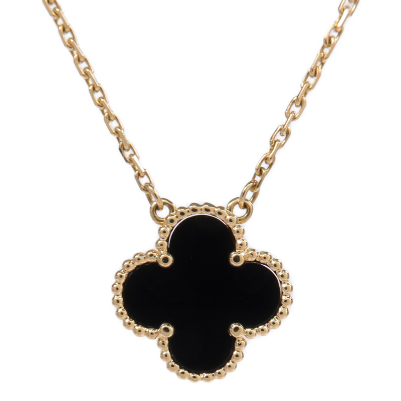 Van Cleef & Arpels 18K黃金Vintage Alhambra Pendant縞瑪瑙項鍊-2