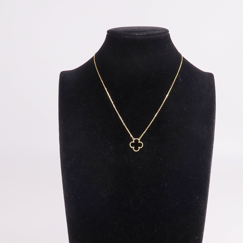 Van Cleef & Arpels 18K黃金Vintage Alhambra Pendant縞瑪瑙項鍊-8