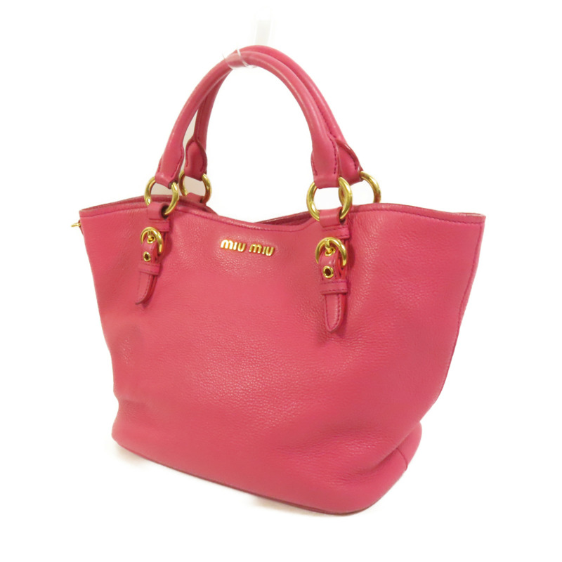 Miu Miu 牛皮皮革2 Way Shoulder金扣手挽肩背兩用袋-2