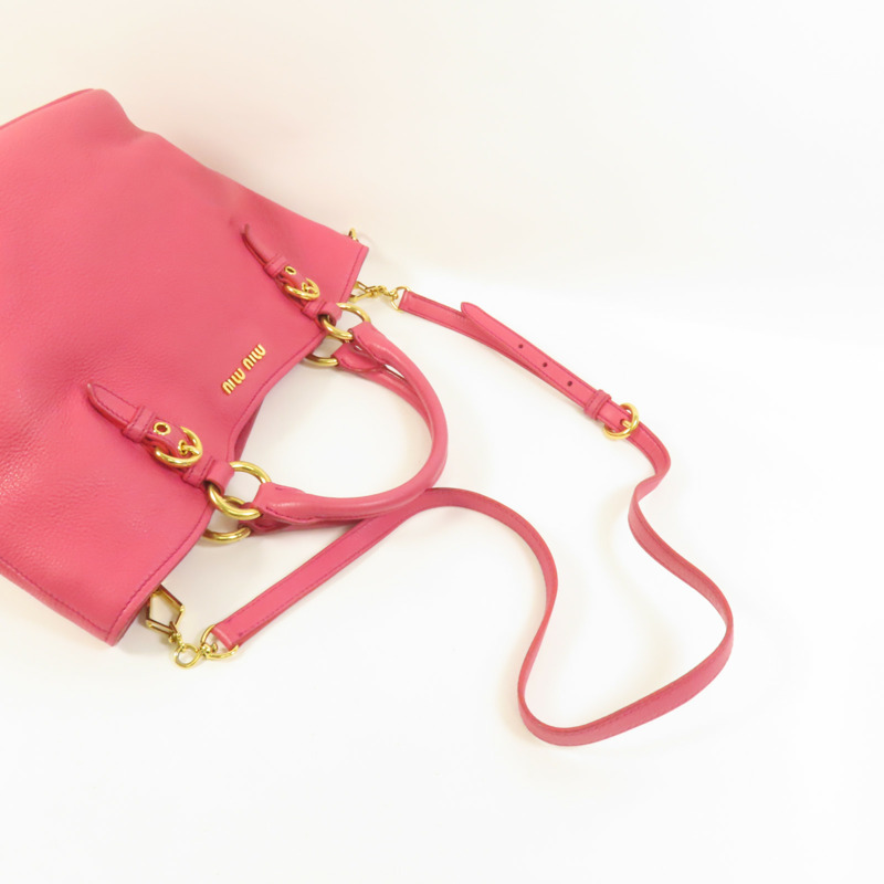 Miu Miu 牛皮皮革2 Way Shoulder金扣手挽肩背兩用袋-4