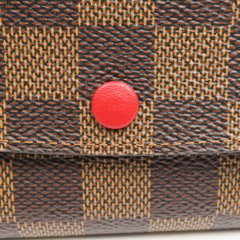 LOUIS VUITTON Damier Portefeuille Emilie Long Wallet金扣長錢包-10