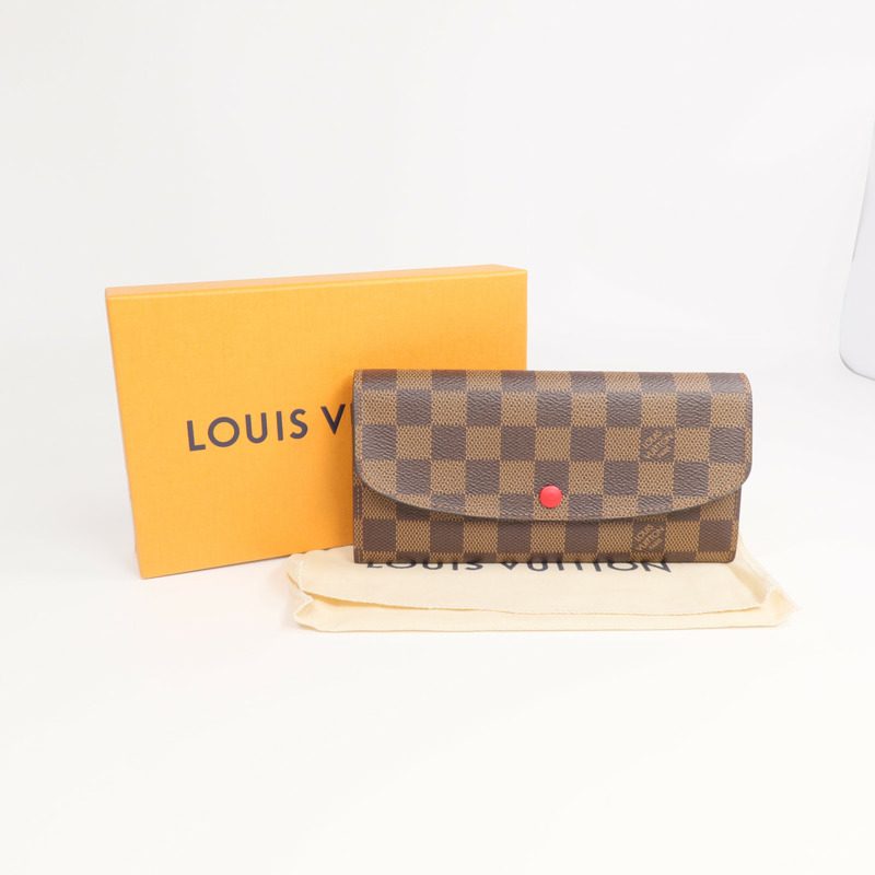LOUIS VUITTON Damier Portefeuille Emilie Long Wallet金扣長錢包-16