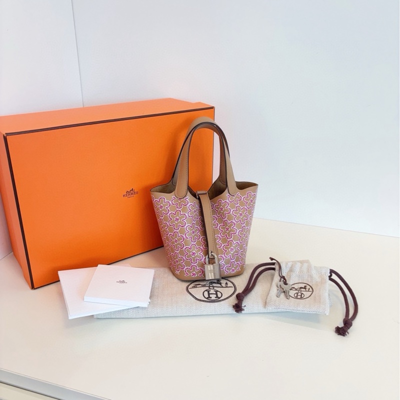 【全新全套🆕】Hermes Picotin micro14迷你菜籃子 Lucky Daisy奶茶小雛菊 手提包-0