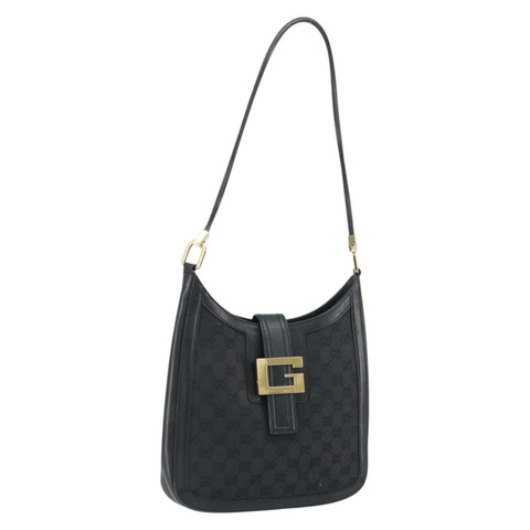 GUCCI GG帆布肩背包 黑色 金色 001 4142 正品 ep12350
