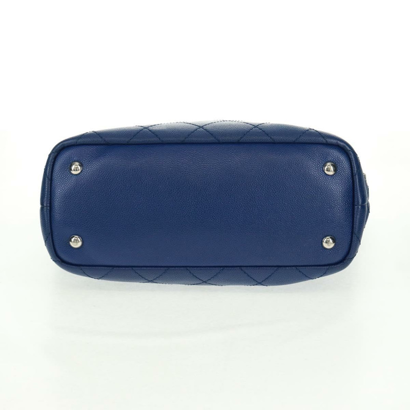 【日本直送】香奈兒 (CHANEL) Matelasse 托特包，魚子醬紋皮革，海軍藍，銀色雙C標誌，正品編號 166301M-8