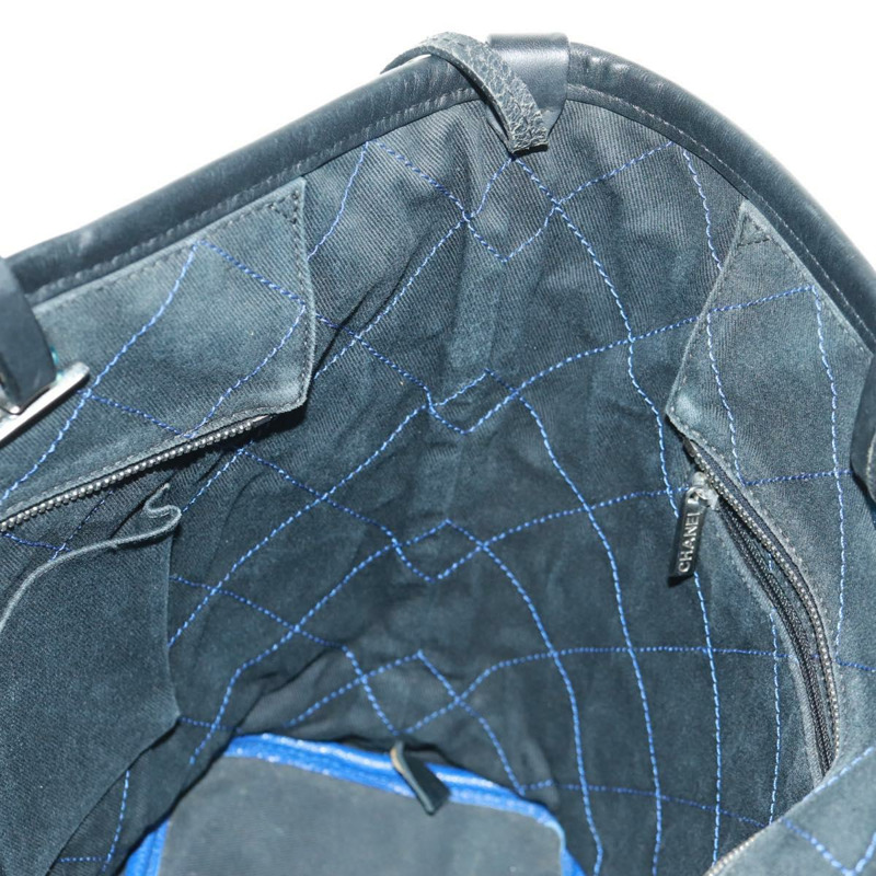 【日本直送】香奈兒 (CHANEL) Matelasse 托特包，魚子醬紋皮革，海軍藍，銀色雙C標誌，正品編號 166301M-23