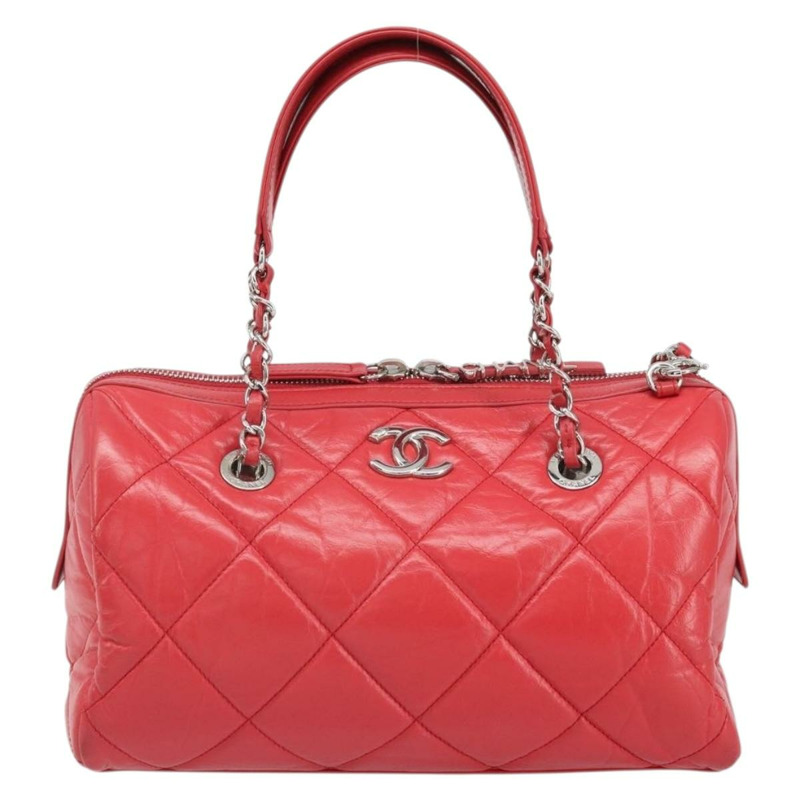 【日本直送】香奈兒鏈條波士頓包 皮革 兩用 紅色 銀色 CC 標誌 正品 169810SAM-1