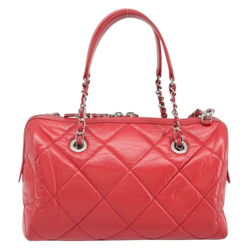 【日本直送】香奈兒鏈條波士頓包 皮革 兩用 紅色 銀色 CC 標誌 正品 169810SAM-2
