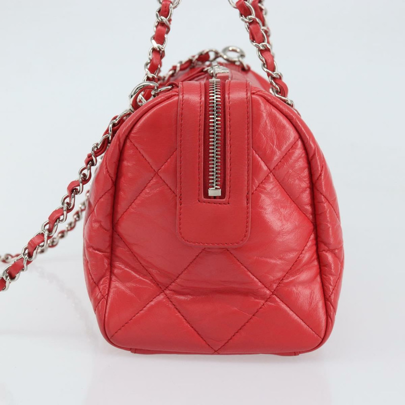 【日本直送】香奈兒鏈條波士頓包 皮革 兩用 紅色 銀色 CC 標誌 正品 169810SAM-3